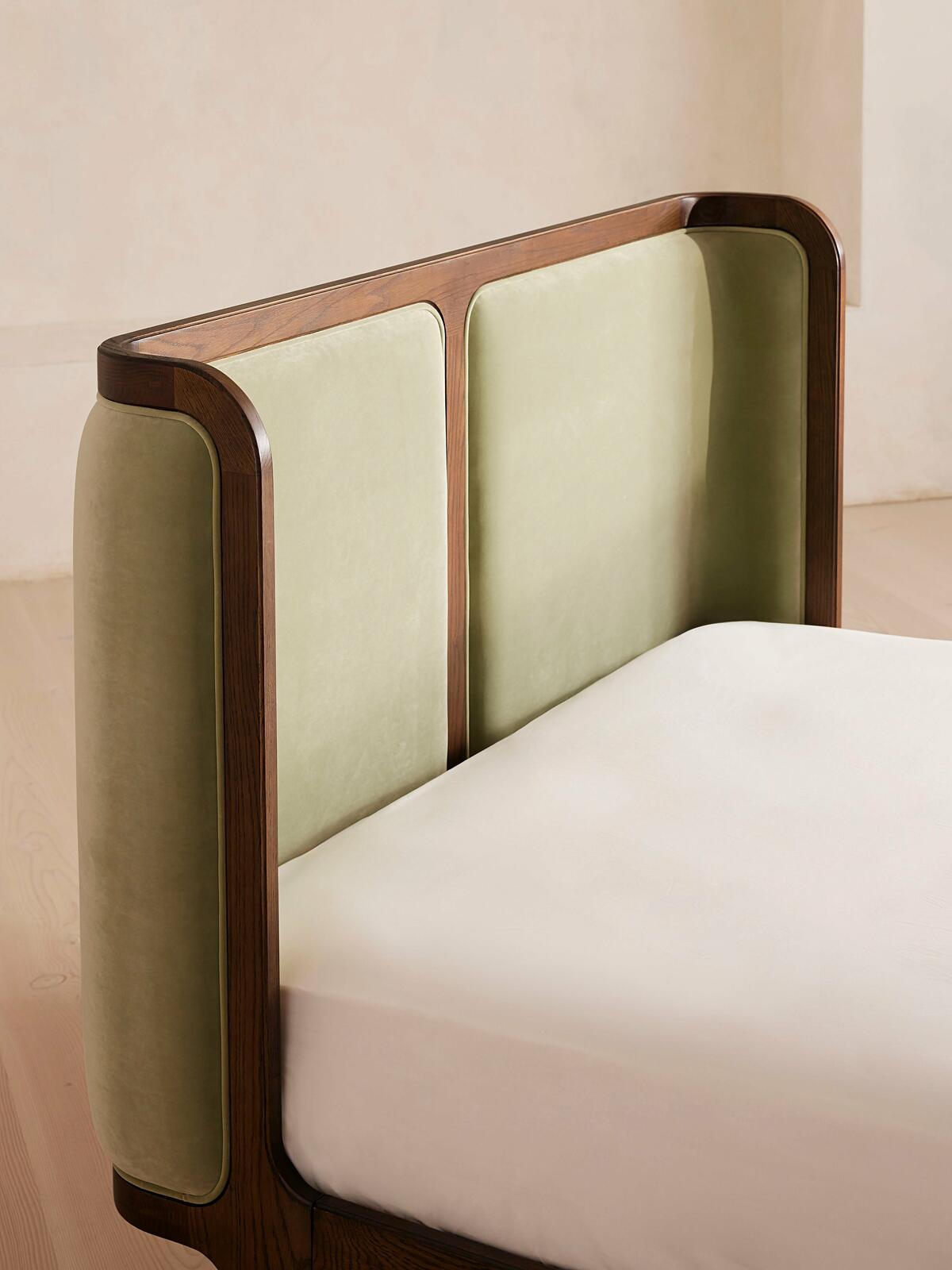Belsa Bed, King, Velvet, Lichen - Soho Home