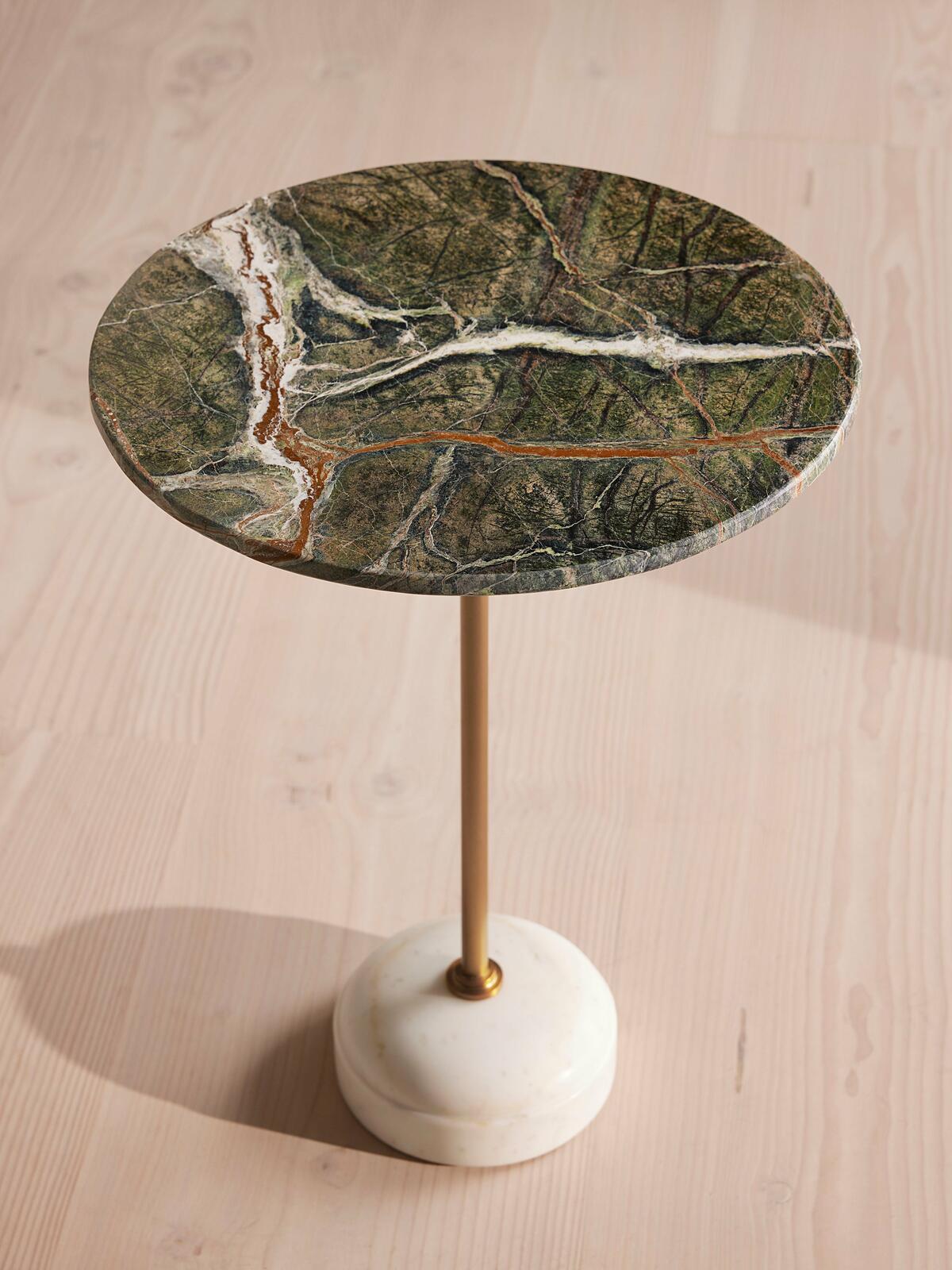 Fleet Side Table, Medium/Mid Height, Jurassic Green Marble Soho Home
