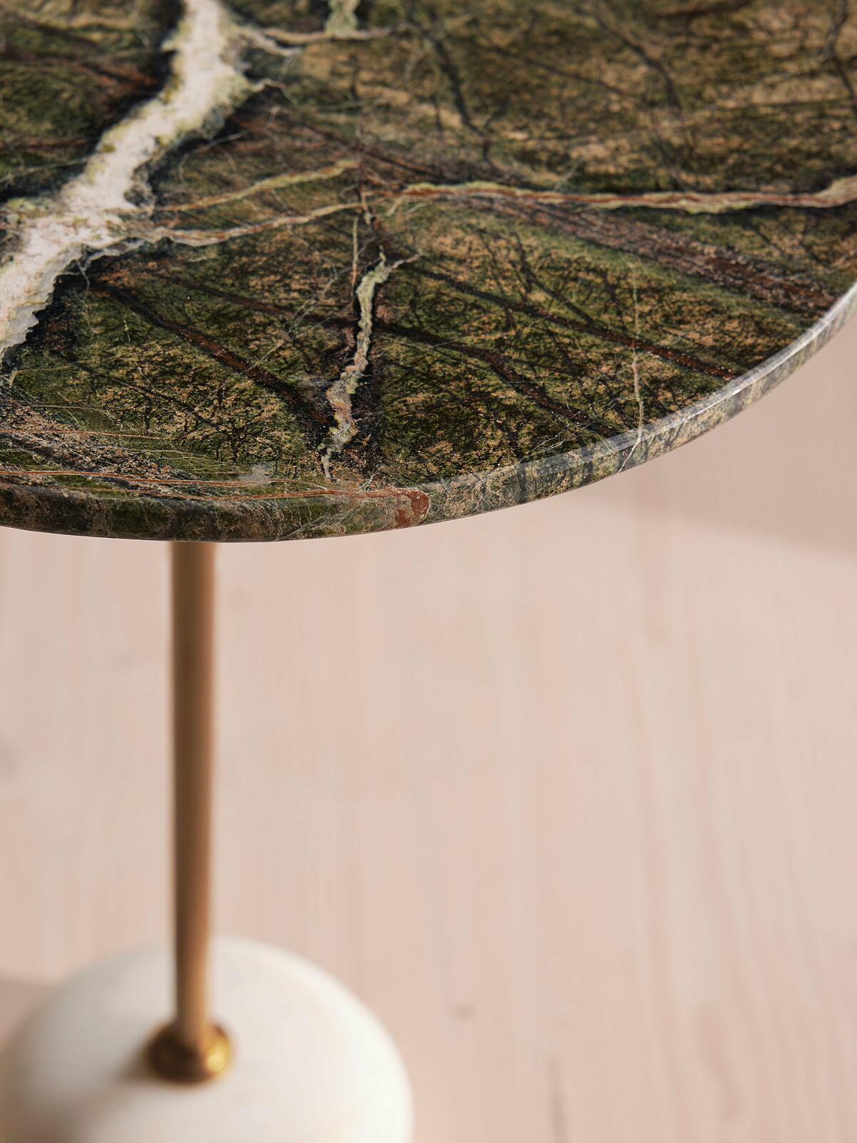 Fleet Side Table, Medium/Mid Height, Jurassic Green Marble Soho Home
