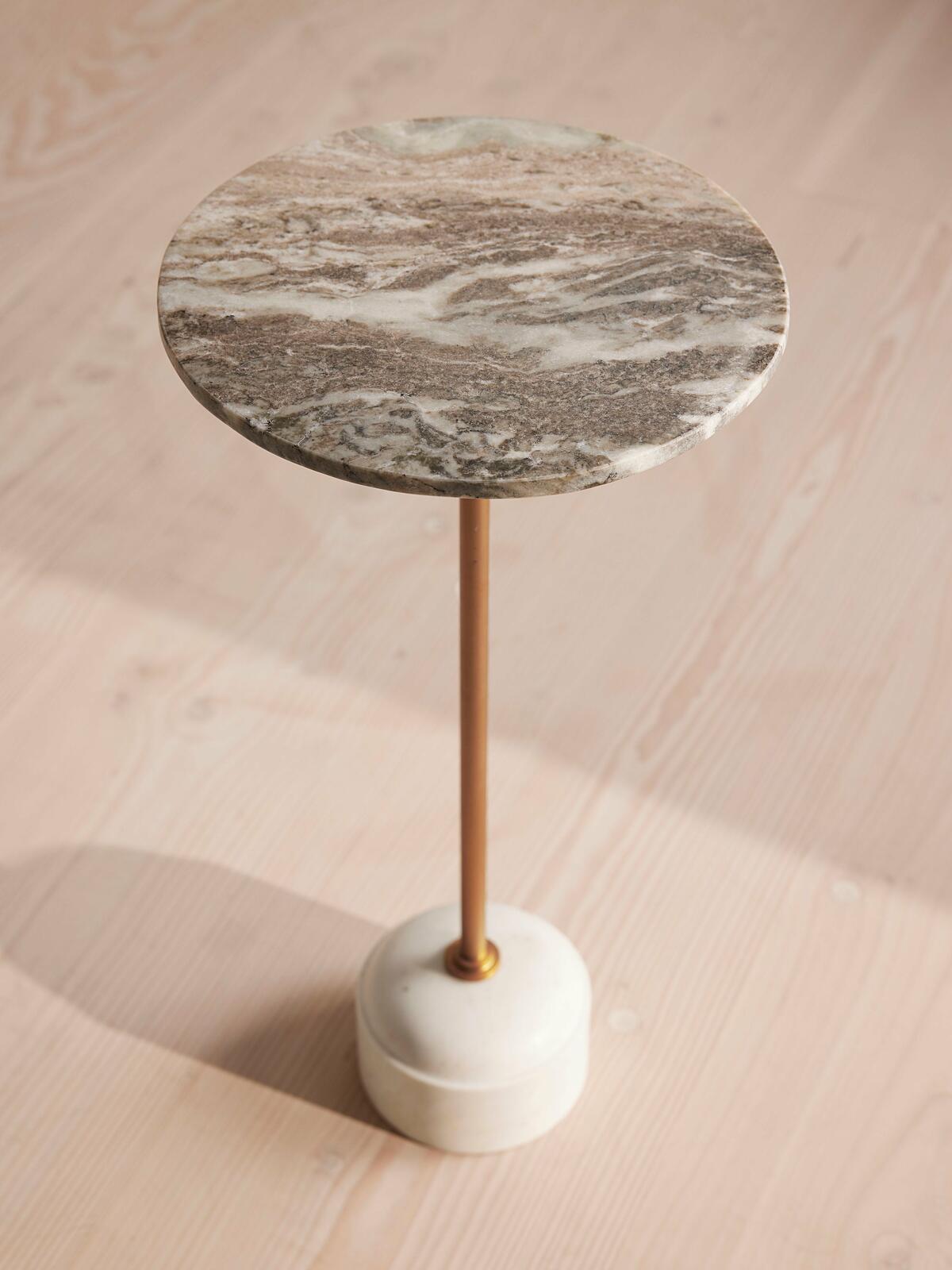 Fleet Side Table, Small/Tall, Terra Bianca Marble Soho Home