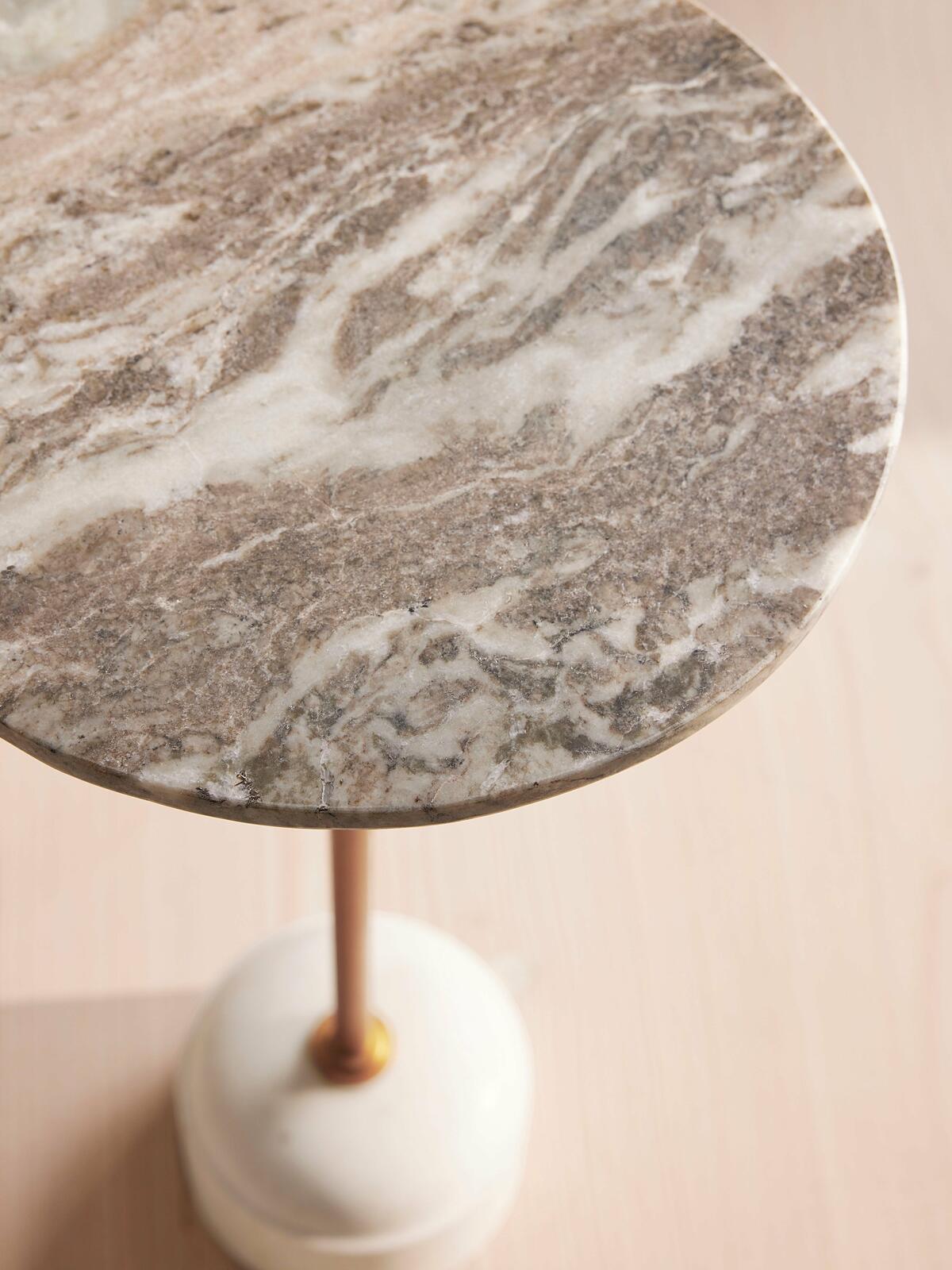 Fleet Side Table, Small/Tall, Terra Bianca Marble Soho Home