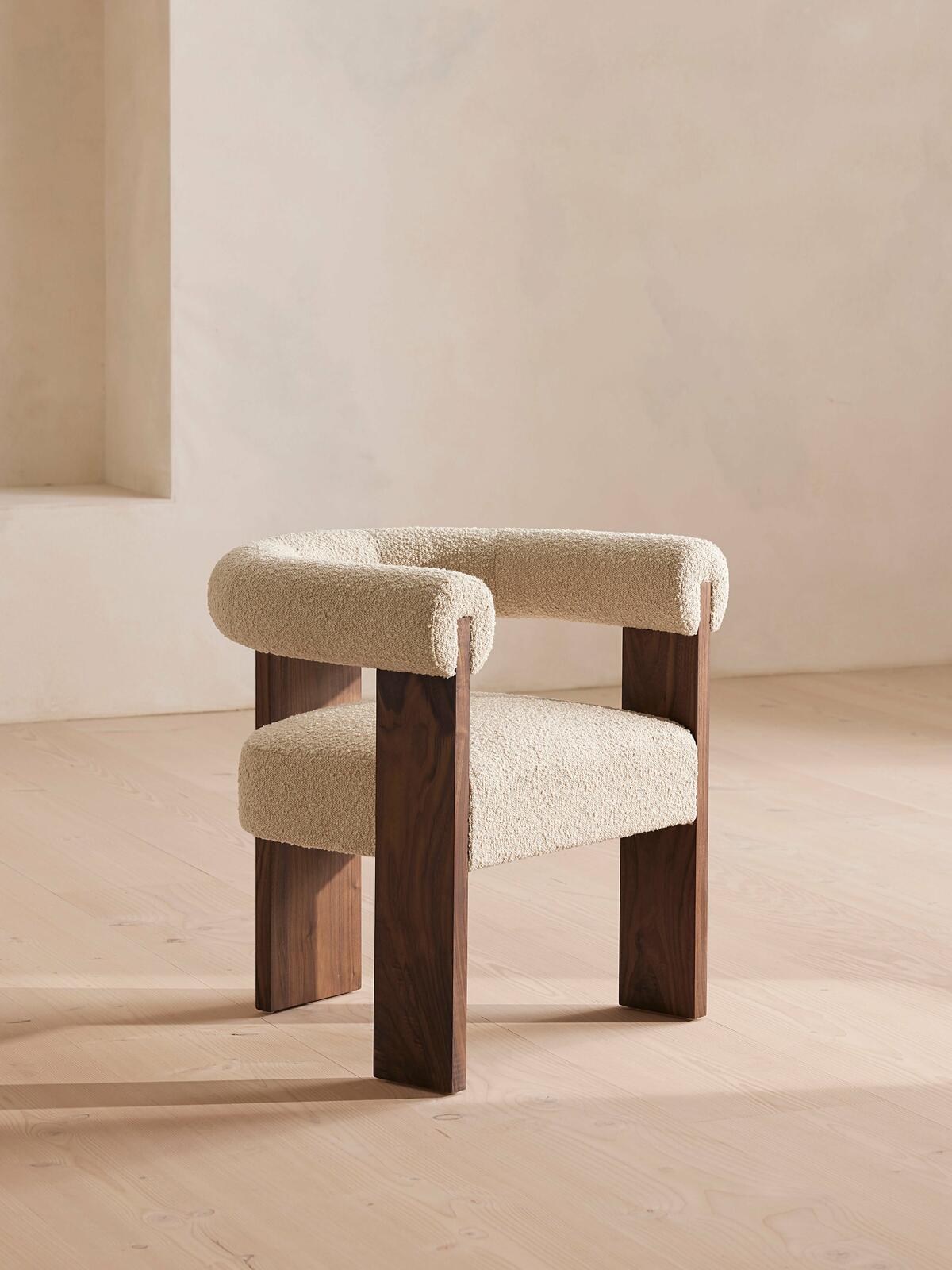 Eldon Dining Chair, Boucle, Walnut Soho Home