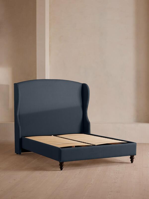 Rivas Bed, King, Linen, Prussian Blue - Soho Home