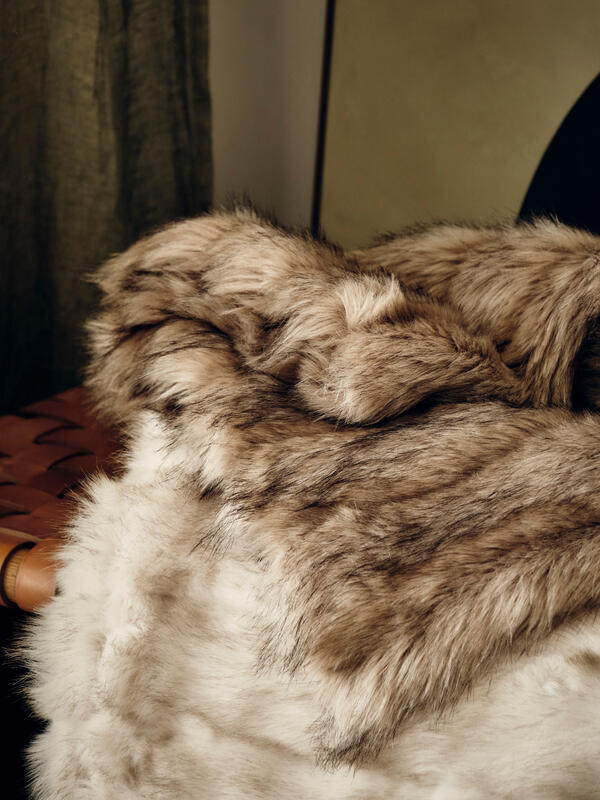 Kuma Faux Fur Throw Natural Soho Home