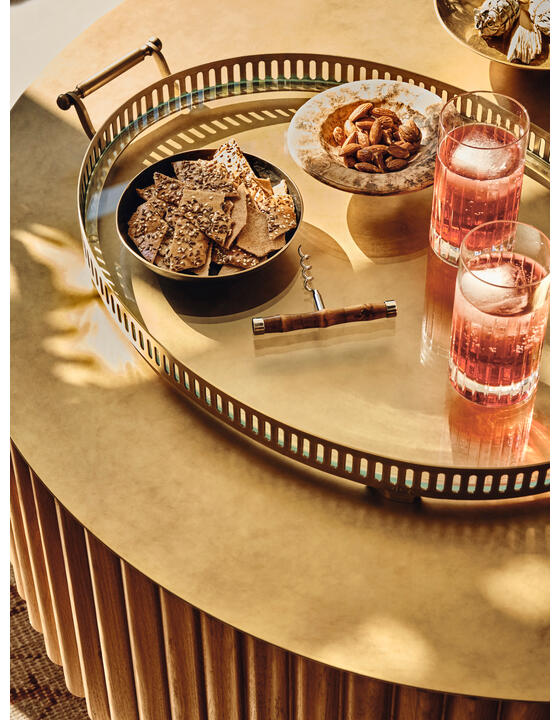 Oval Bar Cart, Brass Soho Home