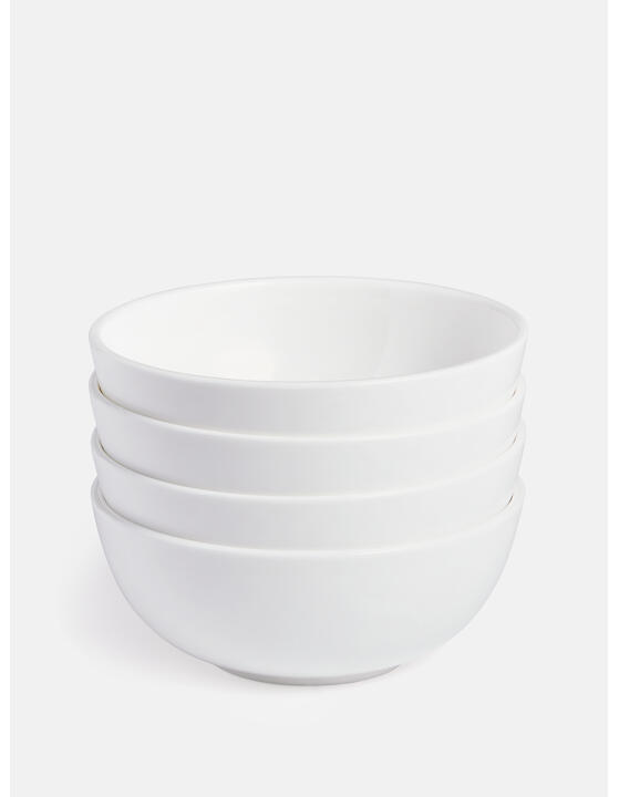 House Soup Bowl, Bone China, White, Set of Four Soho Home