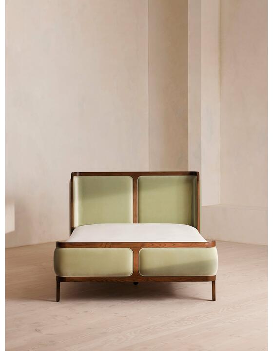 Belsa Bed, King, Velvet, Lichen - Soho Home