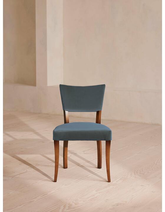 Pair of Molina Dining Chairs, Velvet. Grey Blue, US - Soho Home
