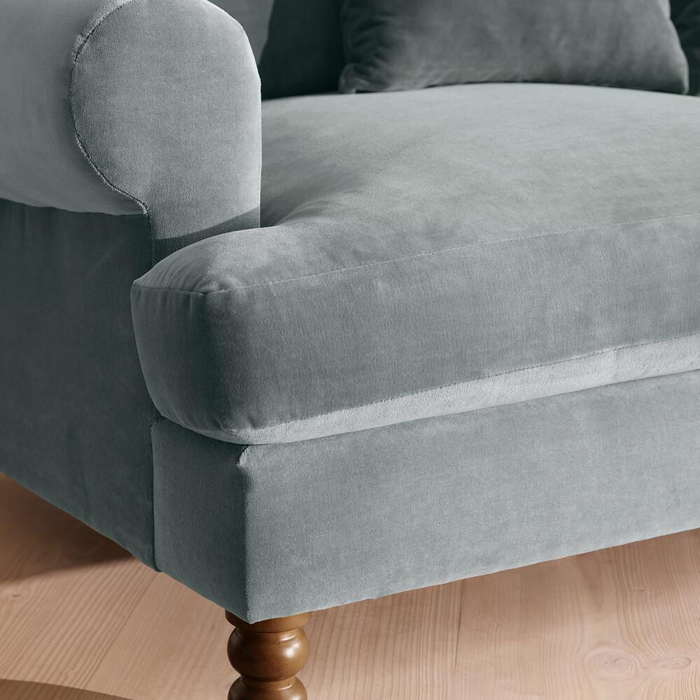 Audrey Two Seater Sofa, Velvet, Grey Blue - Soho Home